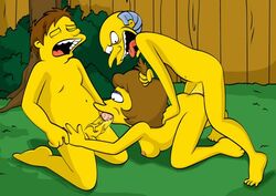 barney_gumble batothecyborg breasts color cum day fellatio female human humanoid insertion male maude_flanders montgomery_burns multiple_males nipples nude oral outdoors penis sex side_view straight the_simpsons