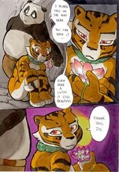 anthro ass better_late_than_never blush chains collar comic daigaijin english_text feline fur furry kung_fu_panda master_po_ping master_tigress page_109 panda pussy tail tiger