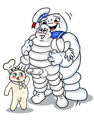 bibendum crossover ghostbusters male_only mascot michelin_man mr._stay_puft pillsbury poppin'_fresh yaoi