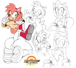 1girls amy_rose anthro big_breasts breasts busty female green_eyes hedgehog misswerehog nipples pink_fur pink_hair sega sketch solo sonic_(series) sonic_the_hedgehog_(series) two_tone_fur