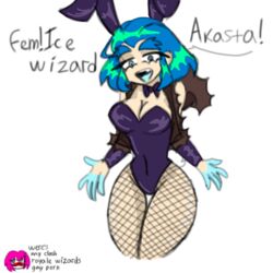 big_breasts blue_hair bowtie bunny_costume bunny_ears bunny_girl bunnysuit clash_(series) clash_royale clothed clothed_female clothing female female_only fully_clothed fully_clothed_female genderbend genderbent genderswap ice_wizard looking_at_viewer mouth_open rule_63 solo solo_female supercell thick_thighs thigh_highs thighhighs voluptuous voluptuous_female