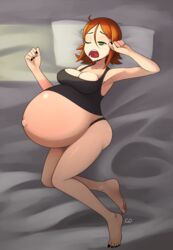 1girls breasts cg3p cleavage ellie_(hellbrain) female female_only huge_belly hyper_belly hyper_pregnancy pregnant ready_to_pop solo