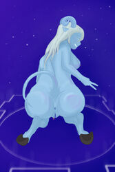 2:3 anthro anus ass big_breasts big_butt blizzard_entertainment blue_eyes breasts draenei female genital_piercing genitals hair hi_res hooves horn humanoid jewelry kneeling long_hair looking_at_viewer looking_back nipple_piercing nipples paradoxnow piercing pointed_tail presenting presenting_anus presenting_hindquarters presenting_pussy pussy pussy_piercing seductive silver_hair solo spread_butt spreading video_games warcraft