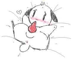 animal_genitalia animal_penis anthro anus ass balls bed blush canid canine canine_penis canis domestic_dog furniture genitals low_res male mammal muniimuni on_bed penis pochacco sanrio simple_background solo under_covers