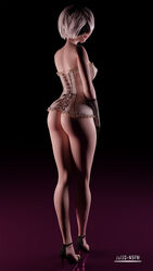 1girls 3d android ass bare_back bare_shoulders blender breasts corset emotionless expressionless female female_only gloves heels high_heels hourglass_figure jul3dnsfw long_hair looking_at_viewer looking_back makeup medium_hair mostly_nude naughty_face nier:_automata nipples nude presenting presenting_hindquarters presenting_pussy pussy robot robot_girl standing white_hair yorha_2b