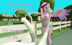 3d 3d_(artwork) alicorn animal_genitalia animal_penis anthro anthrofied breasts dialogue digital_media_(artwork) equid equine equine_penis female feral friendship_is_magic genitals hasbro hi_res horn male male/female mammal my_little_pony nude papadragon69 penis princess_cadance_(mlp) shining_armor_(mlp) wings zoophilia