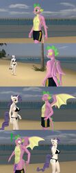 ! 3d_(artwork) absurd_res anthro anthrofied beach bikini breasts clothed clothing comic digital_media_(artwork) dragon duo equid equine female friendship_is_magic genitals hi_res horn knot male mammal my_little_pony papadragon69 penis rarity_(mlp) seaside smooth_skin spike_(mlp) swim_trunks swimwear topless unicorn water