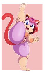 1girls 2021 anthro anus areola armor ass big_breasts big_butt bigdon1992 blue_eyes breasts curvaceous digital_media_(artwork) domestic_cat felid feline felis female fur furry furry_only genitals headgear helmet hi_res leg_up looking_at_viewer mammal naked nipples nude pink_fur polly_esther pussy raised_leg samurai_pizza_cats shortstack simple_background smile solo solo_female tail thick_thighs wide_hips