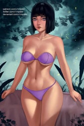 1girls bikini black_hair boruto:_naruto_next_generations hourglass_figure hyuuga_hinata large_breasts looking_at_viewer naruto pale_eyes purple_eyes short_hair solo v1mpaler