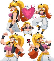 2022 abs big_breasts blonde breasts dragon_ball dragon_ball_z female female_only fusion fusion_dance gogeta_(cosplay) mario_(series) metamoran_clothing muscular muscular_female nintendo parody princess princess_daisy princess_peach royalty tagme thegreyzen