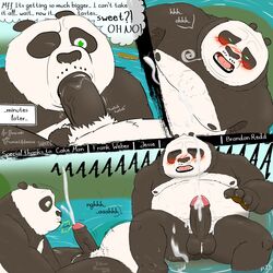 1:1 2021 2boys after_sex anthro ari_guardian balls black_body black_fur black_nose blush bodily_fluids closed_eyes comic cum dreamworks duo ejaculation english_text erection father father_and_child father_and_son fellatio foreskin fur genital_fluids genitals giant_panda glans green_eyes hi_res humanoid_genitalia humanoid_penis incest kung_fu_panda li_shan_(kung_fu_panda) male male/male mammal master_po_ping moobs nipples oral overweight overweight_male parent parent_and_child partially_retracted_foreskin penis sex son son_blowing_dad text uncut ursid water white_body white_fur yaoi