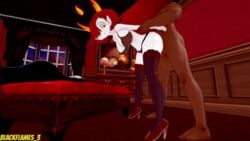 3d_(artwork) big_breasts blackflames3 dark-skinned_male digital_media_(artwork) hekapoo hi_res high_heels lingerie orange_iris red_hair sex star_vs_the_forces_of_evil stockings white_skin yellow_sclera