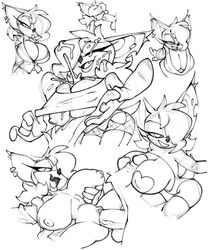 anthro bat big_breasts bigdad bodily_fluids breasts chiropteran cleavage clothed clothing cum cum_on_face fellatio female genital_fluids genitals hair hair_over_eye hand_on_breast heart hi_res humanoid_genitalia humanoid_penis male male/female mammal monochrome nipples one_eye_obstructed oral outercourse paizuri paizuri_under_clothes pasties penile penis pussy rouge_the_bat sex sonic_(series) tails tails_the_fox vaginal_penetration