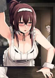 1boy 1girls apron apron_only cleaning female huge_breasts human indoors invitation large_breasts lillia_greyrat mushoku_tensei naked_apron paul_greyrat teasing xtermination