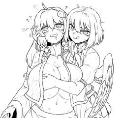 2girls ? breasts crazy_eyes female female/female female_only formicid groping groping_from_behind hand_on_breast huge_breasts hypnosis large_breasts licking_lips mind_control pointy_ears pov pov_eye_contact sanae_kochiya shameimaru_aya sweat tagme touhou wings yuri