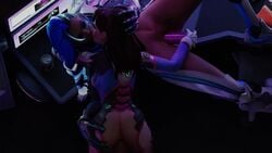 1boy 2girls 3d animated ass big_ass bisexual bisexual_(female) blizzard_entertainment bottomless cyberspace_sombra d.va dark-skinned_female dark_skin dildo dildo_in_pussy dildo_penetration exposed_ass female kissing male mp4 no_panties overwatch partial_male pov pussy sex sex_toy sfmpov sombra sound tagme threesome video