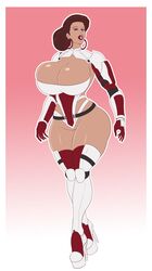 1girls annon armor ashley_williams bimbo breasts brown_hair cleavage eyeshadow female high_heels hoop_earrings huge_breasts lipstick makeup mass_effect no_panties pussy short_hair skimpy skimpy_armor solo thick_lips thick_thighs toned toned_female voluptuous wide_hips