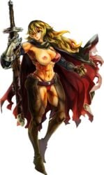 big_breasts blonde_hair edited green_eyes solo_female sword the_vagrant vivian vivian_(the_vagrant)