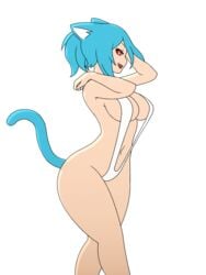 1girls 2d blue_hair cat_ears cat_tail curvy female female_only hourglass_figure light-skinned_female light_skin looking_at_viewer manyakis mike_inel navel nicole_watterson nicole_watterson_(human) open-mouth_smile pale-skinned_female pale_skin red_eyes sling_bikini smile smiling smiling_at_viewer solo the_amazing_world_of_gumball the_amazing_world_of_gumball_(human) thick_thighs transparent_background white_sling_bikini wide_hips