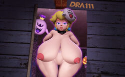 3d boo_(mario) doorway dra111_(artist) dragon316 huge_breasts king_boo large_breasts luigi's_mansion mario_(series) nintendo princess_peach