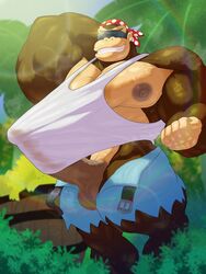 anthro anthro_focus anthro_only balls bara belt cock_outline donkey_kong_(series) flexing flexing_bicep funky_kong gay huge_cock hyper hyper_genitalia hyper_muscles hyper_penis jean_shorts jeans male male_focus male_only muscle muscled muscles muscular muscular_anthro muscular_male muscular_thighs nagare nintendo nip_slip nipple_slip pants_down pants_open pants_pulled_down pants_removed penis_outline penis_under_clothes penis_under_shirt short_shorts shorts sleeveless sleeveless_shirt vein veiny_penis white_shirt