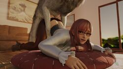 3d all_fours animated barbonicles bestiality canid canine dead_or_alive doggy_style feral feral_on_human feral_penetrating feral_penetrating_human glasses heel_boots heels hi_res high_heel_boots high_heels highres honoka_(doa) human inside interspecies looking_back looking_pleasured loop mp4 no_sound partially_clothed pink_hair smile tagme tecmo video zoophilia