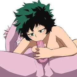 1boy 1girls 69 69_position blowjob breasts fellatio female_deku forced_oral genderswap genderswap_(ftm) genderswap_(mtf) green_eyes green_hair hand_on_head holding_penis izuku_midoriya mina_ashido my_hero_academia nude oral penis pink_body pink_hair pink_skin rule_63 shoganight short_hair shounen_jump tight_throat