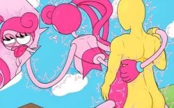 2d 2d_(artwork) big_ass big_breasts big_butt cum cum_in_pussy cum_inside ejaculation green_eyes hand_on_hip mommy_long_legs open_mouth pink_body pink_hair pink_skin player poppy_playtime protagonist_(poppy_playtime) shaking tongue tongue_out trembling vaginal_insertion vaginal_penetration vaginal_sex