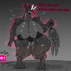 anthro big_breasts breasts bunny_ears bunnysuit dragon easter egg eggs english_text erza_(repomorame) featureless_breasts female femdom giantess gigantic_breasts holidays huge_breasts human imminent_rape imminent_sex interspecies male male_human/female_anthro milf mother no_nipples repomorame seductive size_difference taller_girl text