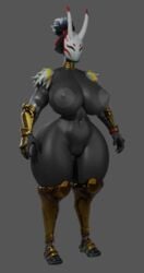 1girls 3d areolae black_hair breasts fortnite horns huge_areolae huge_breasts mask nara_(fortnite) nipples tagme thick_thighs vagina