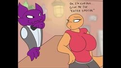 animated anthro arms_held_back bartender big_breasts big_penis charmander color cum from_behind haunter huge_balls huge_cock large_breasts nintendo no_sound pokémon_(species) pokemon starit swinging_breasts tagme video