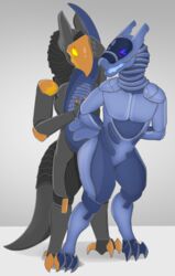 absurd_res anthro anthro_on_anthro anthro_penetrated anthro_penetrating duo duo_focus glowing glowing_eyes glowing_mouth group hi_res male male/male penetration sex simple_background standing standing_sex stri synth_(vader-san) tail_grab