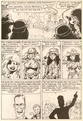 4girls 5boys army army_girl big_breasts bowler_hat cherry_poptart cherry_poptart_(comic) colonial comic comic_page cowboy_hat dialogue ellie_dee eyepatch general glasses helmet larry_welz lola_palooza no_color patty_melt president small_breasts straight_hair tagme tied_shirt vice_president