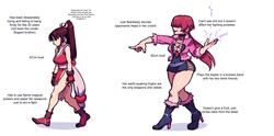 2girls big_breasts breasts brown_hair clothed clothing duo female female_only fully_clothed funny human king_of_fighters light_skin long_hair mai_shiranui meme pale_skin shermie_(kof) snk speedosausage virgin_vs._chad walking