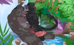 ahzi bagheera baloo duo felid genitals jungle licking male male/male mammal pantherine penis romantic_ambiance romantic_couple the_jungle_book tongue tongue_out ursid yaoi