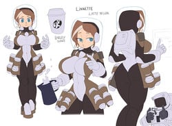 2021 ass barleyshake big_breasts blue_eyes breasts character_sheet linnette_(barleyshake) spacesuit tagme thick tight_clothing