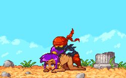 1boy 1girls animated ass ass_grab blue_eyes dark_skin female genie gif male monster_boy noscium nude penetration pixel_art purple_hair sex shantae shantae_(character) tinkerbat underling video_games wayforward