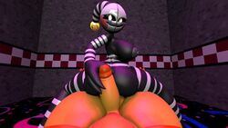 1futa 1girls 3d_(artwork) areolae ass before_sex bell big_ass breasts five_nights_at_freddy's freddy_fazbear's_pizzeria_simulator futanari holding_penis huge_breasts looking_back marionette_(fnaf) nipples pov puppet_(fnaf) rule_63 runaboo_chica security_puppet_(fnaf) striped_armwear striped_legwear stripes tagme toy_chica_(fnaf) white_eyes