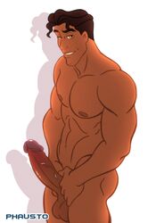 1boy big_penis cowboy_shot dark-skinned_male dark_skin disney disney_characters erect_nipples feet_out_of_frame gay huge_cock inviting_to_sex male male_only masturbation melanin nude penis_shadow phausto prince_naveen seductive_gaze solo staring_at_viewer the_princess_and_the_frog yaoi