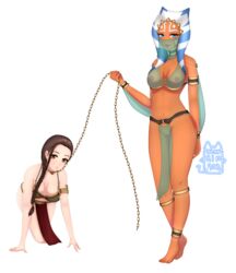 2girls ahsoka_tano alien alien/human alien_girl alien_humanoid all_fours anklet armlet artist_name barefoot belly_dancer belly_dancer_outfit blue_eyes braid breasts brown_eyes brown_hair chain_leash chained chains chanrin cleavage clothed clothed_female clothing collar crawling dancer dancer_outfit eyelashes eyelashes_visible_through_hair feet female female_only femsub french_braid front_view full_body fully_clothed hair hair_ornament happy_sub harem harem_girl harem_outfit human human_on_humanoid humanoid interspecies large_breasts lezdom light-skinned_female light_skin loincloth long_hair looking_at_viewer metal_bikini multiple_girls nipples nipples_visible_through_clothing nudity on_all_fours orange_body orange_skin petplay princess_leia_organa see-through see-through_bra see-through_clothing slave slave_ahsoka slave_bikini slave_collar slave_leia slave_outfit slavegirl star_wars submissive_female tiptoes togruta veil zygerria