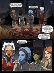 4girls a_geonosian_incubation ahsoka_tano alien blue_skin breeding_slave clone_wars comic dialogue female_only green_skin human implied_hypnosis jedi jeska mace_windu mirialan multiple_girls obi-wan_kenobi offworldtrooper orange_hair orange_skin small_breasts sona star_wars tagme teysa togruta twi'lek yoda yoda's_species