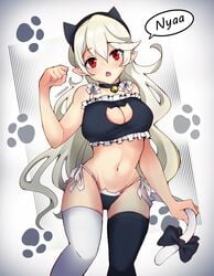 1340smile 1girls alternate_costume big_breasts cat_cutout catgirl cleavage corrin_(fire_emblem) corrin_(fire_emblem)_(female) english_text fire_emblem fire_emblem_fates long_hair looking_at_viewer nintendo red_eyes solo solo_female text thighhighs