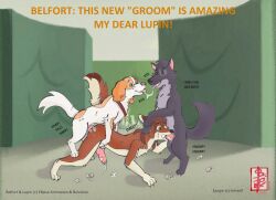 2025 after_kiss all_fours anal anal_orgasm anal_sex animal_genitalia animal_penis anthro anthro_on_feral anthro_penetrated artist_name ass belfort_(belfort_and_lupin) belfort_and_lupin bird_dog black_body black_ears black_eyes black_fur black_hair black_nose black_tail blush blush_lines bodily_fluids brown_body brown_ears brown_fur brown_nose brown_tail canid canine canine_genitalia canine_penis canis cum cum_in_ass cum_in_mouth cum_inside dialogue domestic_dog ear_piercing ejaculation english_text erection exclamation_point eye_contact fellatio fennec_(artist) feral feral_penetrating feral_penetrating_anthro french_spaniel french_text fur genital_fluids genitals green_sclera grey_body grey_fur group hair hand_on_head hands-free hi_res hunting_dog hybrid intraspecies intraspecies_bestiality knot knotted_penis labyrinth looking_at_another looking_pleasured lupin_(belfort_and_lupin) male male/male male_penetrated male_penetrating male_penetrating_male mammal multicolored_body multicolored_ears multicolored_fur multicolored_tail oral oral_penetration orange_eyes orgasm outside painting_(artwork) penetration penile penile_penetration penis penis_in_ass penis_in_mouth piercing quadruped red_ears red_hair red_wolf saliva saliva_string sangie_nativus sex sharp_teeth sheath signature simultaneous_orgasms smile spaniel spitroast tail tan_body tan_ears tan_fur tan_tail teeth text tongue tongue_out traditional_media_(artwork) trio two_tone_body two_tone_fur watercolor_(artwork) wolf wolfdog zoophilia