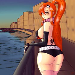 1girls ass big_ass big_butt bikini_top exxina female no_eyewear red_hair solo tengen_toppa_gurren_lagann thin_arms thin_waist yoko_littner