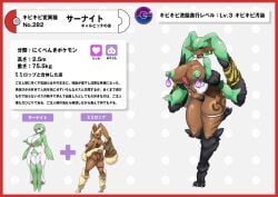 absurd_res animal_print anthro ass big_breasts black_sclera border bottomwear breasts brown_body brown_fur brown_nipples butt_tattoo censored clothed clothing condom female filled_condom fur fusion gardevoir generation_3_pokemon generation_4_pokemon genitals green_clothing green_hair green_legwear green_thigh_highs green_topwear hair hi_res huge_breasts humanoid japanese_text legwear looking_back lopunny mosaic_censorship nikunigushii nintendo nipple_piercing nipple_tie nipples not_furry notes_translation piercing pink_eyes pokedex pokedex_entry pokedex_number pokemon pokemon_(species) pokemorph red_border sexual_barrier_device simple_background skirt solo tattoo text thigh_highs tiger_print topwear translated translation_check vulva white_background white_body white_bottomwear white_clothing white_skin white_skirt yellow_body yellow_fur