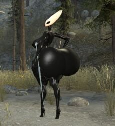 anthro ass_cheeks big_ass big_booty big_butt booty_cheeks bubble_ass bubble_booty bubble_butt butt_cheeks forest fully_naked fully_nude happy_expression hollow_knight hornet_(hollow_knight) kaibernation looking_at_viewer naked no_humans nude