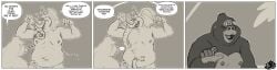 african_elephant anthro ape armpit_hair arthropod belly belly_rub blush body_hair comic comic_panel dialogue duo elephant elephantid english_text erection feral fingernails flexing fly_(animal) genitals glans gorilla greyscale haplorhine head_tuft hi_res hunter-husky insects male mammal monochrome moobs motion_lines moving_penis mungo_(tarzan) nails navel nipples nude onomatopoeia open_mouth penis primate proboscidean pubes sound_effects speech_bubble surprised tantor tarzan_(disney) text tuft