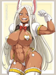 1girls 2021 animal_ears animal_humanoid areola_slip areolae bavarian_clothes big_breasts breasts bunny_ears bunny_girl camel_toe cameltoe cleavage clothing covered_nipples curvaceous curves curvy_female curvy_figure dark-skinned_female dark_skin feet_out_of_frame female female_only flexing gloves hair heart_pasties hi_res huge_breasts humanoid lagomorph lagomorph_humanoid large_breasts leporid_humanoid long_hair looking_at_viewer mammal mammal_humanoid miruko muscle muscular muscular_female muscular_humanoid my_hero_academia nipple_outline nipples pasties plain_background pose rabbit_humanoid red_eyes rumi_usagiyama sano-br shiny shiny_skin side-tie_panties simple_background smile solo solo_female standing string_bikini thick_thighs thighhighs thighs thong underboob underwear voluptuous white_gloves white_hair white_pasties wide_hips