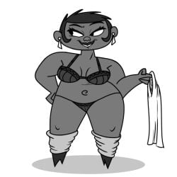 1girls 2015 bedroom_eyes belly_button black_bra black_hair black_panties bra breasts christine_bluestone chubby chubby_female clothed clothing dark-skinned_female dark_skin dreamworks dreamworks_animation eyelashes female female_only first_porn_of_character half-closed_eyes human jay_ward_productions lips lipstick makeup mammal mr._peabody_&_sherman narrowed_eyes navel netflix panties rocky_and_bullwinkle shoes short_hair smile smiling socks solo the_mr._peabody_&_sherman_show thick_thighs thighs white_background wide_hips
