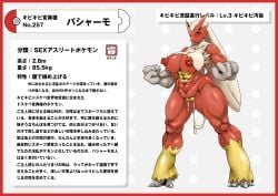 absurd_res big_breasts blaziken border breasts claws cum cum_drip cum_dripping cum_dripping_out_of_pussy cum_in_pussy cum_inside cum_leaking cum_leaking_out_of_pussy cum_string feet female generation_3_pokemon hair hi_res huge_breasts japanese_text muscular muscular_female nikunigushii nintendo nipples notes_translation pokedex pokedex_entry pokedex_number pokemon pokemon_(species) purple_eyes red_body red_border red_breasts red_nipples red_skin simple_background talons text toes translated translation_check white_background white_hair yellow_body yellow_skin